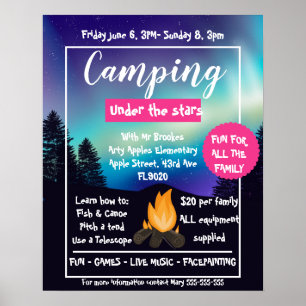 Póster plantilla de viajero del campamento de scout, post