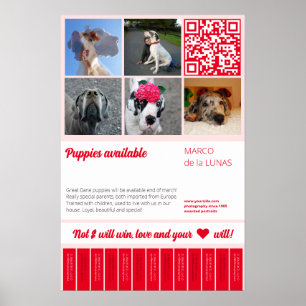 Póster Plantilla de volante de cachorros imprimibles para
