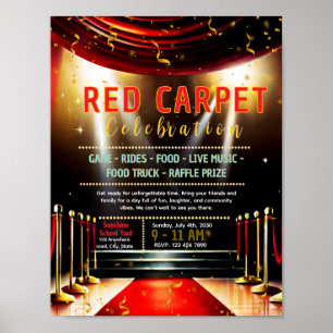 Póster plantilla editable de alfombra roja para recaudaci