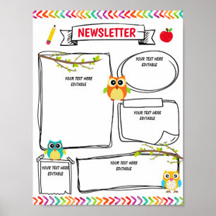 Póster Plantilla editable de boletín de clases