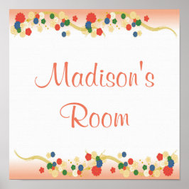 Póster Plantilla floral asiática rosa rosa personalizada