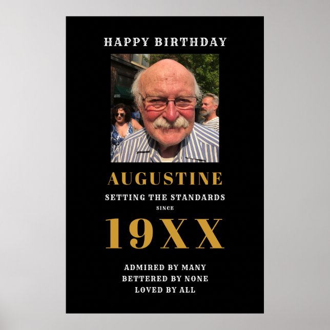 Póster Plantilla fotográfica de cumpleaños Moda elegante  (Frente)