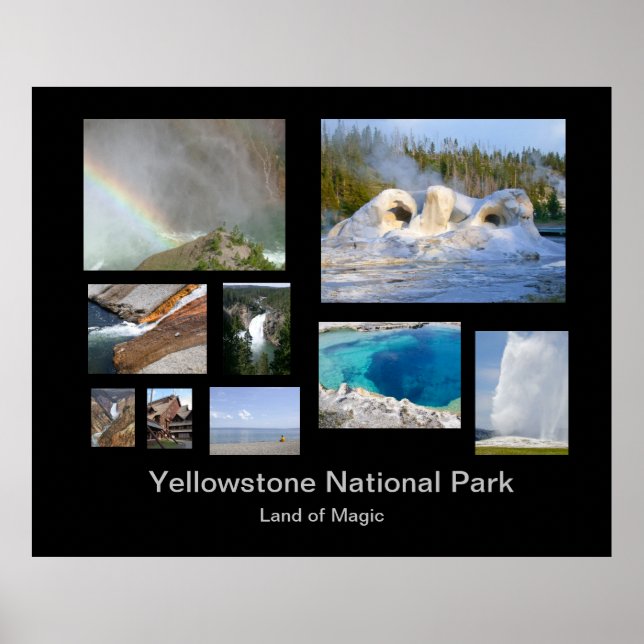 Póster Plantilla fotográfica del Parque Nacional Yellowst (Frente)