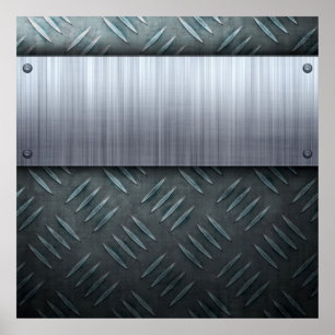 Póster Plantilla metalizado cepillada de la placa del