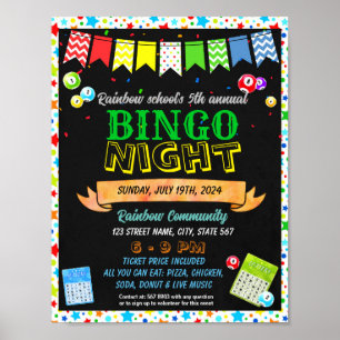 Póster Plantilla nocturna de bingo