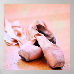 Póster Plantilla rosada de la danza de los zapatos de