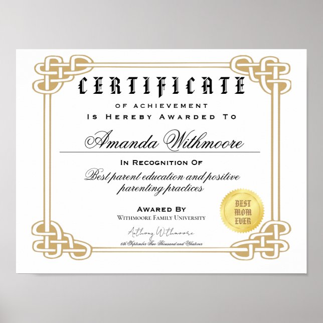 Póster Plantillas de certificado de diploma de personaliz (Frente)
