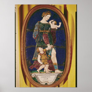 Póster Plaque que representa la caridad, Limousin, 1559