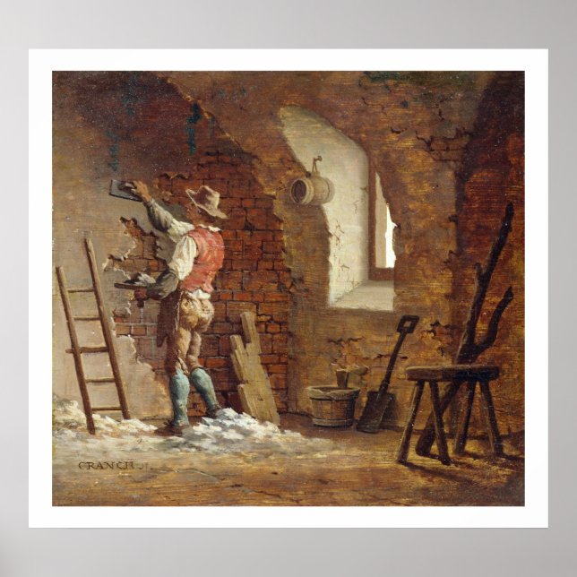 Póster Plasterer, c.1807 (aceite en panel) (Frente)