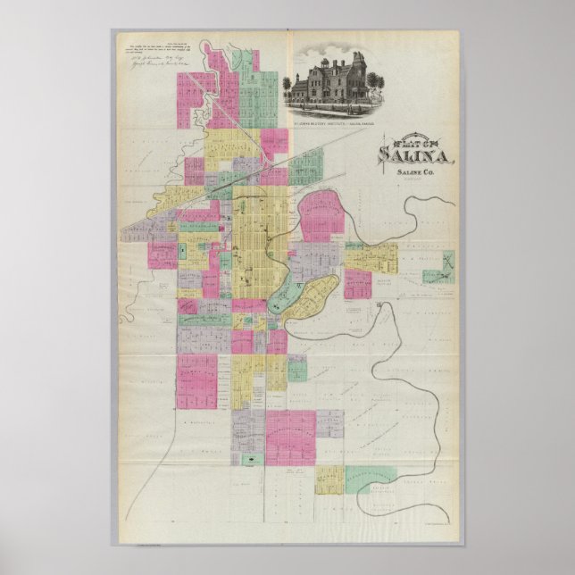 Póster Plat of the City of Salina, Kansas (Frente)
