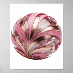 Póster Plata Artística BOLA METÁLICA ROSA Y ORO
