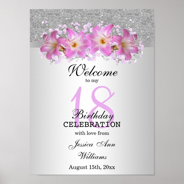 Póster Plata Clásica y Belladonna Lilies 18º cumpleaños (Frente)