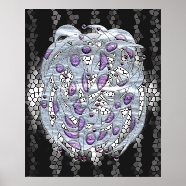 Póster Plata en vidrio manchado (Frente)