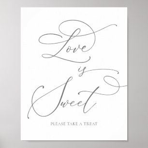 Póster Plata gris El amor Minimalista es dulce postre bar
