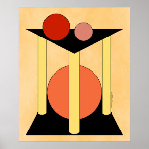 Póster Plataformas abstractas, pilares y círculos