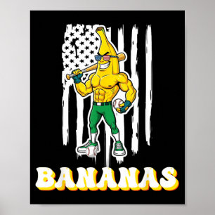 Póster Plátano Divertido Goteo Fuerte Bandera Americana N