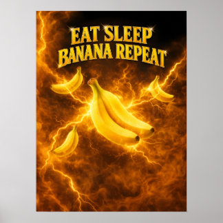 Póster Plátano Estilo Energía Neon Pop