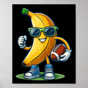 Póster Plátano Lindo Jugando Fútbol Amante de la Fruta Fú