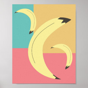 Póster Plátanos Retro Formas Coloridas