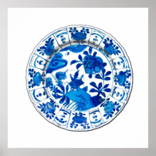 Póster Plate antichino, melodías azules