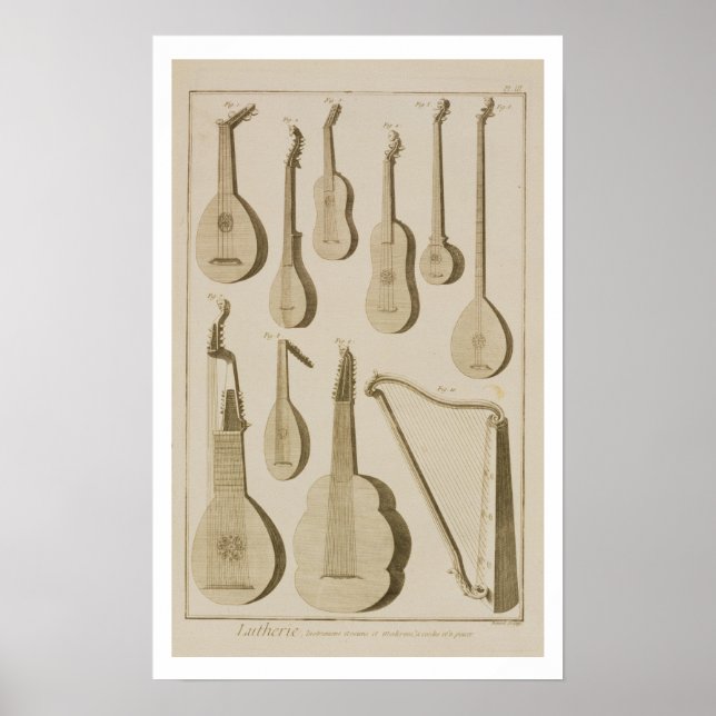 Póster Plate III: Ancient and modern stringed and plucked (Frente)