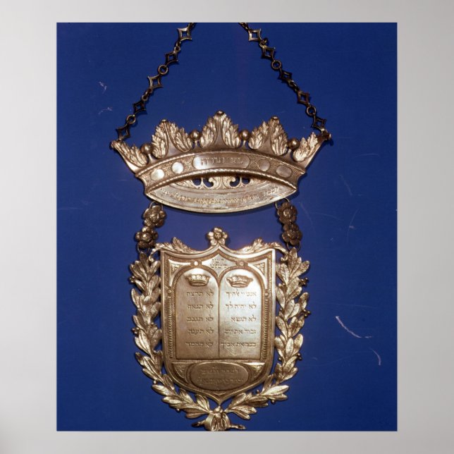 Póster Plato de aliento o Escudo para Torah Scroll (Frente)