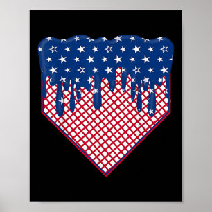 Póster Plato de béisbol Drip Chicos Helado Bandera de EE.