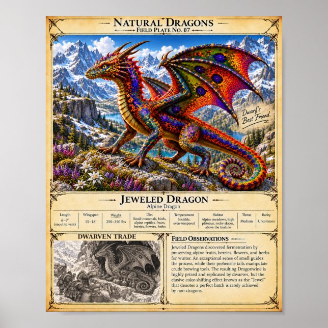 Póster Plato de Campo del Dragón Joya (Frente)