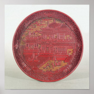 Póster Plato de lacquer tallado
