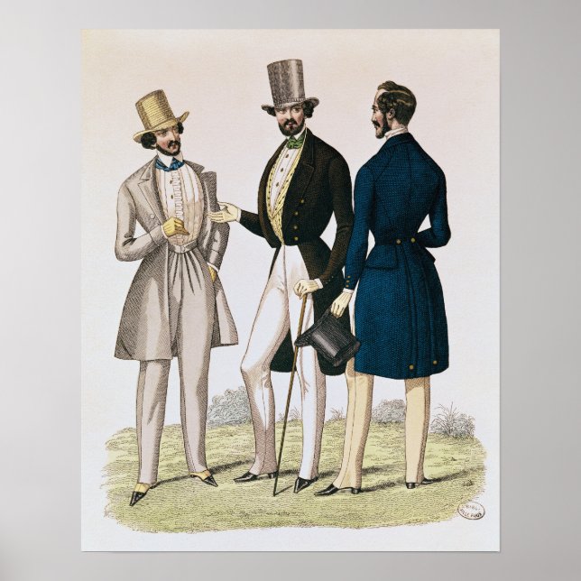 Póster Plato de moda que representa la ropa masculina (Frente)