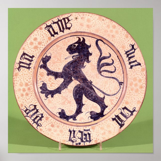 Póster Plato hispano-morisco, acristalado de estaño (Frente)