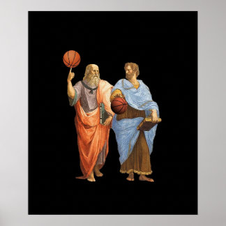Póster Platón y Aristóteles en épico partido de baloncest
