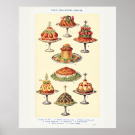 Póster Platos de Colación Fría de la Sra. Beeton Art  