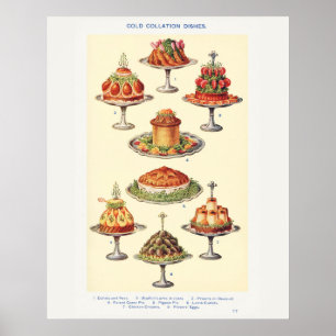 Póster Platos de Colación Fría de la Sra. Beeton Art  