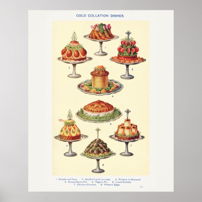 Póster Platos de Colación Fría de la Sra. Beeton Art   (Frente)