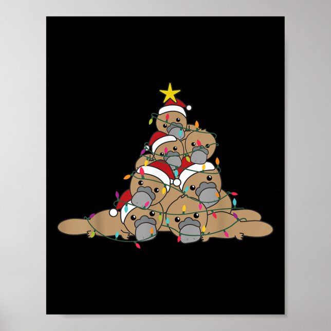 Póster Platypus Christmas Tree Funny Christmas Animals  (Frente)