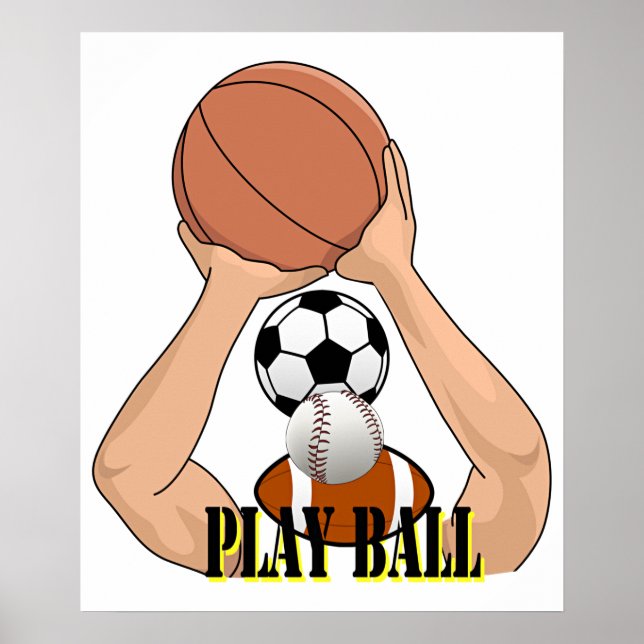 Póster Play Ball Sports Games Personalizado Art (Frente)