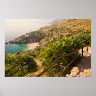 Póster Playa aislada en Lo Zingaro, Sicilia