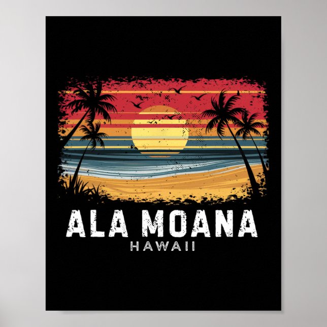 Póster Playa Ala Moana Hawái Surfboard Playa  (Frente)