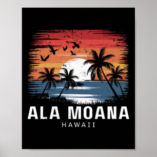 Póster Playa Ala Moana Hawái Surfing Surfista