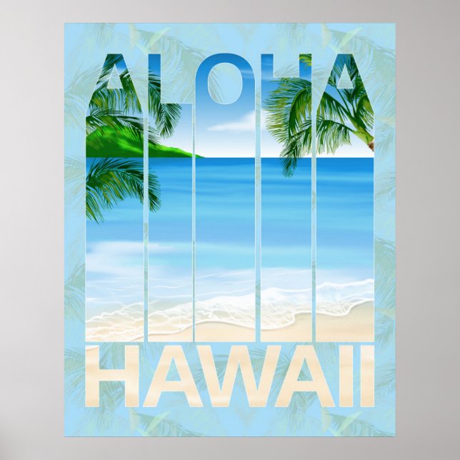 Póster Playa Aloha Hawaii (Frente)