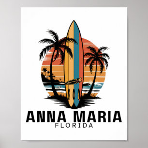 Póster Playa Anna Maria Florida Surfing Surfista