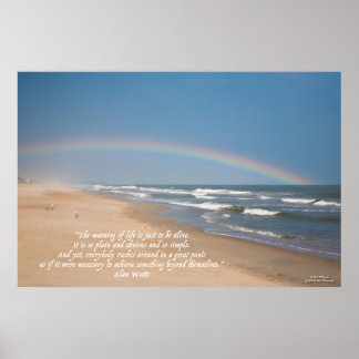Póster Playa, arcoiris y significado de la vida