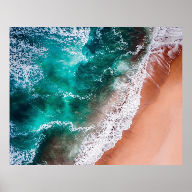 Póster Playa Azul oleada de océano (Frente)