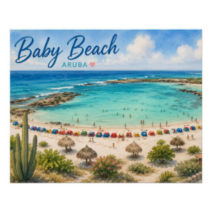 Póster Playa Baby Aruba Recuerdo de viaje al Caribe