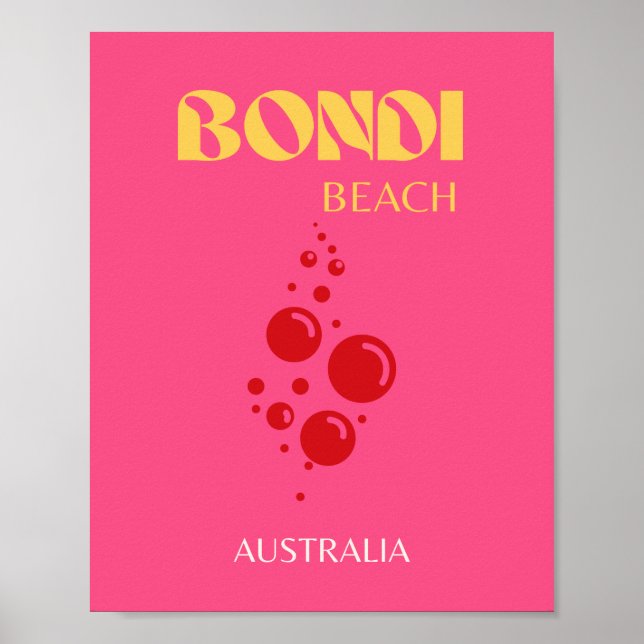 Póster Playa Bondi, rosa (Frente)