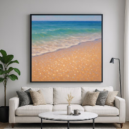Póster Playa Brillante - Paisaje Marino Pintado al Pastel