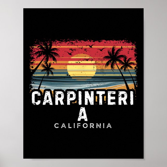 Póster Playa Carpinteria California Surfboard Playa  (Frente)