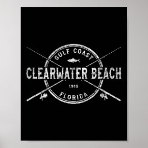 Póster Playa Clearwater Fl Varillas de Pescar Cruzadas Vi
