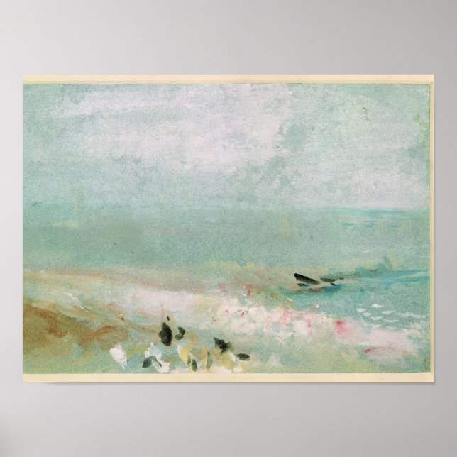 Póster Playa con figuras y un espigón. c.1830 (Frente)